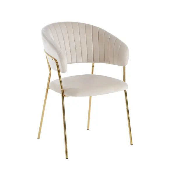 Krzesło na złotych nogach tapicerowane beżowy nogi złoty K4-FX
